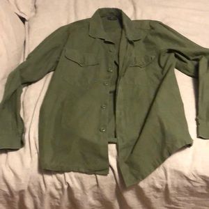 Obey Army Green Button Up
